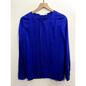 Diane Von Furstenberg Womens Francesca Silk Top XS Boxy Office Minimalist Blue